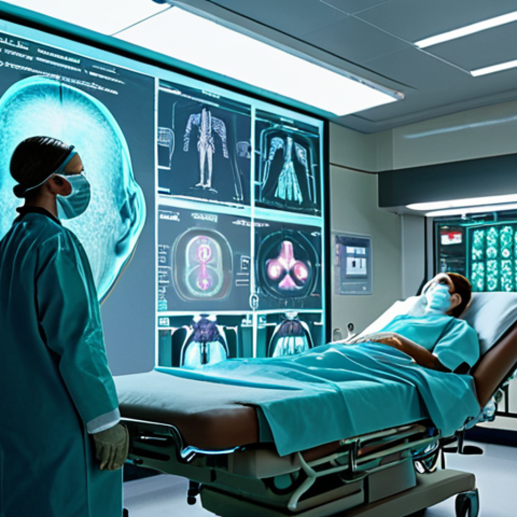 **

A futuristic hospital scene in Milan, Italy. Doctors are collaborating around a holographic display showing anonymized patient data protected by glowing encryption symbols. The image should convey trust and security.

**